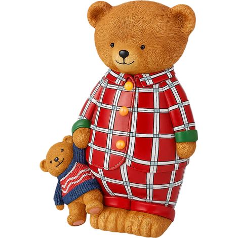 Orsetto con pigiama e peluche, decorazione natalizia con Led per interno, da 24 cm (1/4)