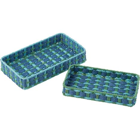 Lot de 2 Paniers de Rangement "Lupe" 38cm Bleu Foncé (1/2)