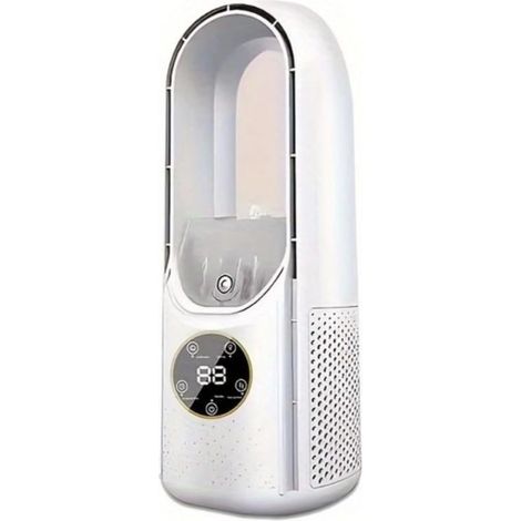 Raffrescatore d'aria mobile - Ventilatore - Modello a torre - Ventilatore senza pale - Energia - Raffrescatore d'aria efficiente - Ventilatore da tavolo senza pale con illuminazione a LED - Costruito (1/5)