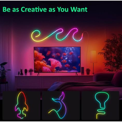 Ruban LED Néon - 1 M - RGBICW - Flexible Étanche Découpable - USB 5 V - Synchronisation Musicale - Application Contrôle (1/5)