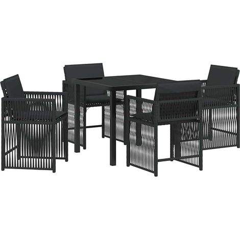 Garden Dining Set 5 pcs Black Poly Rattan vidaXL (1/5)