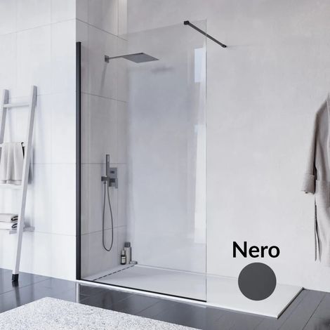 Doccia walk-in 70 cm h200 vetro 8mm anticalcare trasparente iside, colori nero (1/4)