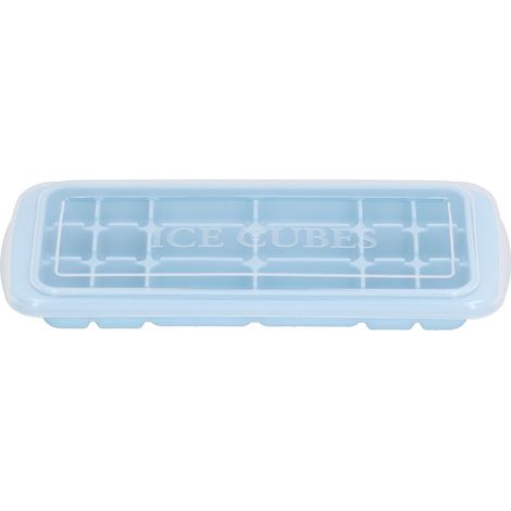 Moule à glaçons rectangulaire en silicone bleu multi-usages avec couvercle, idéal pour gâteaux et sushis.