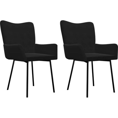 Set de 2 chaises de salle à manger avec accoudoirs en tissu velours noir DEC025567 (1/5)
