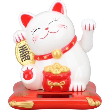 8,9 cm (3,5 Zoll) Solar-Glücksbringer-Katze als Dekoration