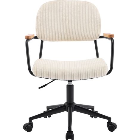 Fauteuil de bureau pivotant et réglable en hauteur en velours côtelé beige - Gianni (1/5)