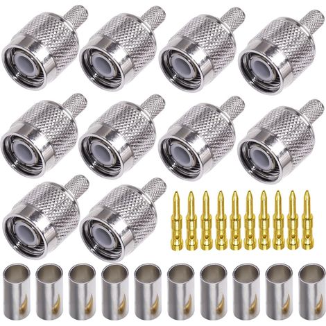 Connecteur mâle TNC Connecteur à sertir mâle TNC pour câble coaxial RG58 RG142 Connecteur à souder de type TNC 10 Pack (1/5)