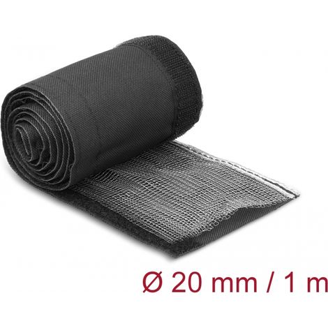 Delock Funda trenzada de protecciÃ³n EMI con cierre de gancho y bucle resistente al calor 1 m x 20 mm negro