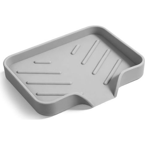 Porte-savon en silicone pour salle de bain avec évacuation, support pour distributeur de savon, porte-éponge, organisateur d'évier de cuisine auto-drainant, support pour distributeur, flacon et gobele (1/5)