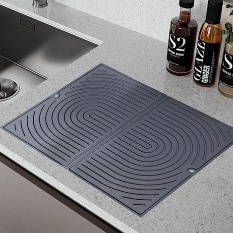 Tapis séchage Vaisselle Silicone - Résistant à Chaleur et Silicone Antidérapant egouttoir - Tapis Égouttoir Vaisselle - 43 × 34cm