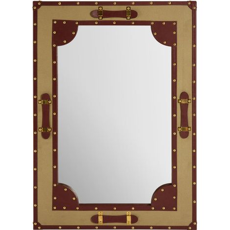 Premier Housewares Columbus Canvas And Leather Trim Wall Mirror (1/5)