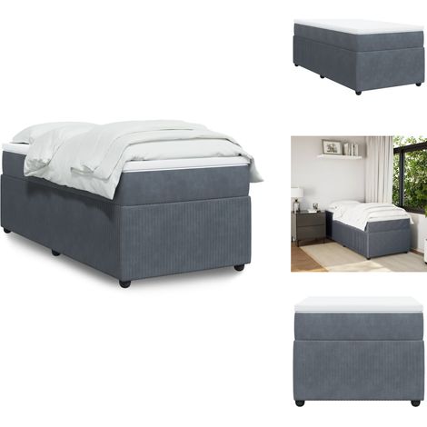 Boxspringbett mit Matratze Dunkelgrau 90x200 cm Samt - Boxspringbett - Boxspringbetten - Bett - Bett Mit Stauraum (1/5)