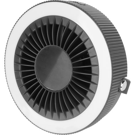 Ventilateur à télécommande, rechargeable par USB, avec veilleuse LED, 3 vitesses, alimenté par piles, support mural, gris, pour intérieur et extérieur (1/5)