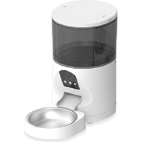 Distributeur automatique de nourriture 6L pour chats et chiens avec caméra 1080p, audio bidirectionnel, vision nocturne, application Wi-Fi 2,4 GHz, portions programmables, bol inox amovible