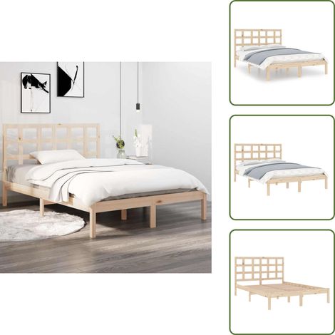 Cadre de lit sans matelas 135x190 cm bois massif - Cadre De Lit - Lit Double - Bois Massif - Lit En Bois - Literie (1/5)
