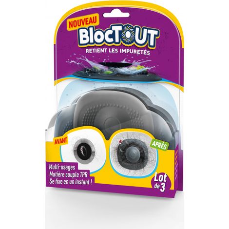 VENTEO - BlocTOUT Kit de 3 Passoires de Cuisine en TPR Souple Filtre Évier Cuisine pour Retenir Poils et Saletés (1/5)