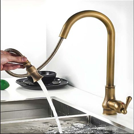 Luxury Retro Copper Kitchen Faucet - Antique Style - 360° Swivel - Brushed Surface - Elegant and Durable Design MUMU (1/4)