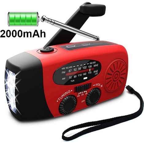 Filiyano – lampe torche et batterie – Radio d'urgence avec lampe torche et batterie SOS à manivelle de 2000 MAH (1/4)