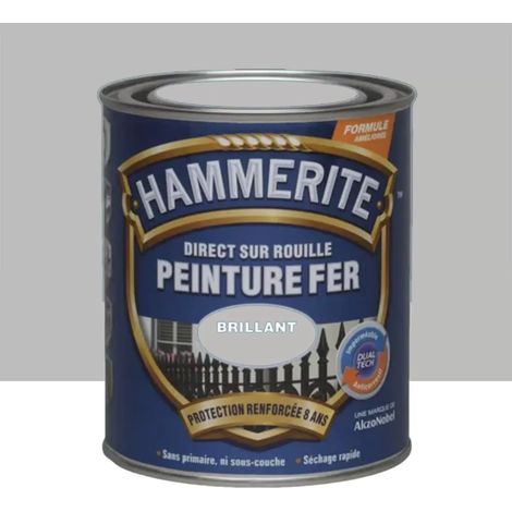 Peinture Fer Hammerite Direct sur Rouille Brillant Argent 0,75 L (1/2)