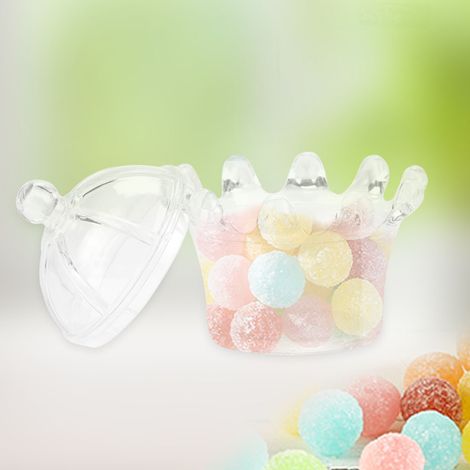 12 Stück transparente Geschenktüten, Kronen-Kunststoff-Bonbonboxen für Partygeschenke, Schokoladenboxen (weiß) (1/4)