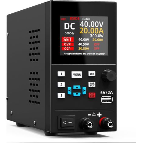 Alimentation Laboratoire Programmable DC 40V 20A 300W Alimentation Stabilisée Réglable à Grande Plage et Double Réglage Affichage Couleur 4 Chiffres 6 Lignes Mini Alim de labo pour Électronique (1/5)
