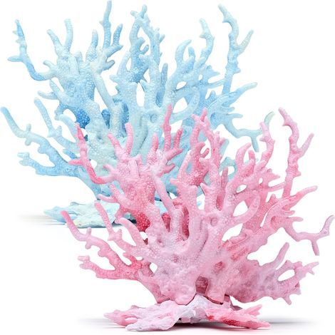 Pieces Artificial Coral, Resin, Aquarium Decoration, 17.5x14x7cm, Blue Pink, Fish (1/5)