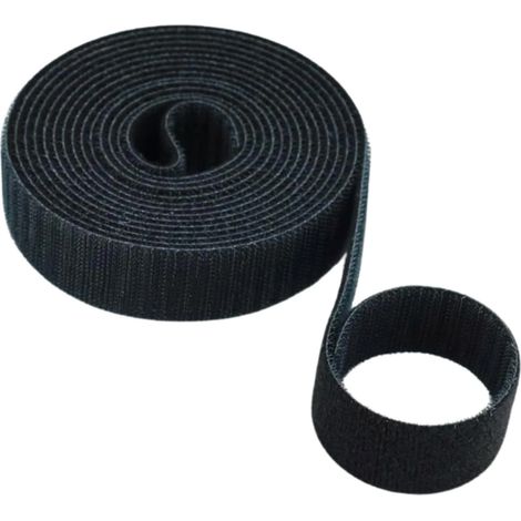 Organisateur de câbles wxsp 1 mètre Noir - Rouleau Velcro de 10 mm de large, découpable - Attaches de câbles réutilisables pour la gestion des câbles et (1/5)