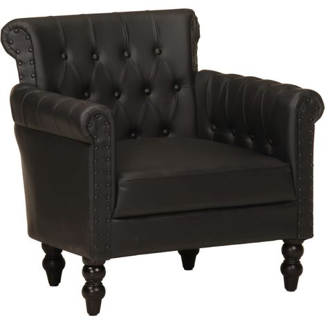 Sillón de diseño y moderno en auténtica piel de cabra negra DEC028651 (1/5)