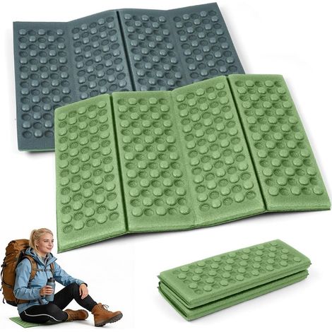 4pcs Coussin de Camping Pliable Vert - Tapis d'Assise Léger et Imperméable pour la Randonnée - Coussin Portable pour Pique-Nique, Plage, Voyage