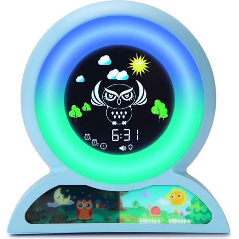 Réveil hibou bleu mignon pour enfants, outil d'apprentissage du sommeil (numérique) (1/5)