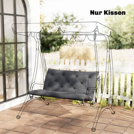 Bankauflage wasserabweisend Sitzkissen Rückenkissen 100 x 98 x 8 cm Dunkelgrau Gartenbank Hollywoodschaukel