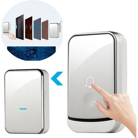 Sonnette sans fil, portée effective de 300 m, 45 mélodies, 4 niveaux de volume, 1 émetteur et 2 récepteurs — Kit de sonnette sans fil étanche (1/5)