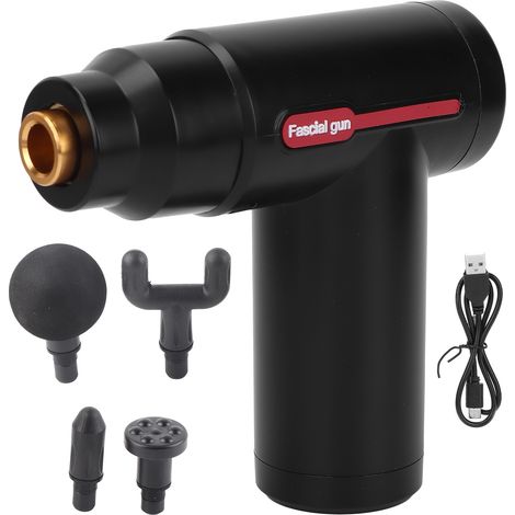 Mini masseur musculaire noir, pistolet de massage électrique pour fascia, relaxation profonde des tissus et bodybuilding. (1/5)