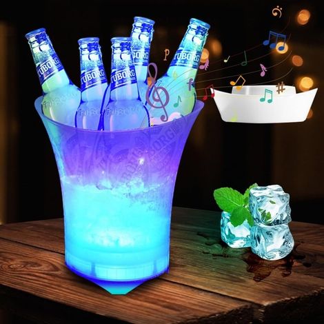 TrAdE Shop Traesio - Secchiello Per Ghiaccio A Led Da 5lt 6 Colori Per Raffreddare Bevande Impermeabile Feste - (1/5)