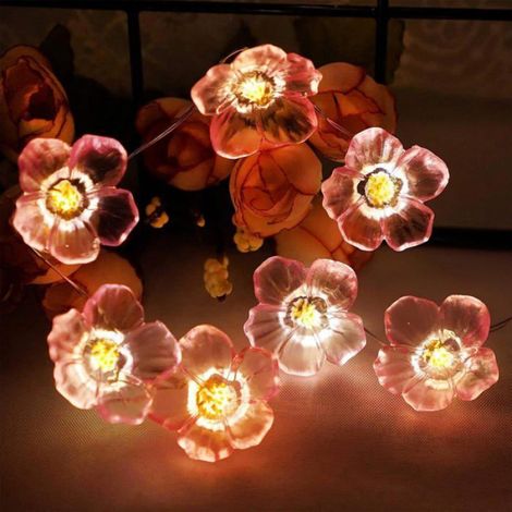 Guirlande lumineuse fleurs de cerisier - 2 mètres, 20 anneaux LED - Fonctionne sur piles - Fleurs de cerisier japonaises pour l'inté (1/4)