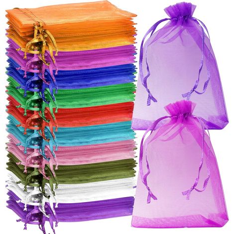 Sachet Organza - 100 Pièces - Coton Transparent - Fermeture Cordon - Mariage Fête Cadeau - 10 x 15 cm (1/5)
