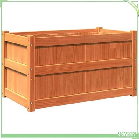 Jardinière en bois - FAFEICY - 837463 - cire marron - 90x50x50 cm - bois de pin massif (1/5)