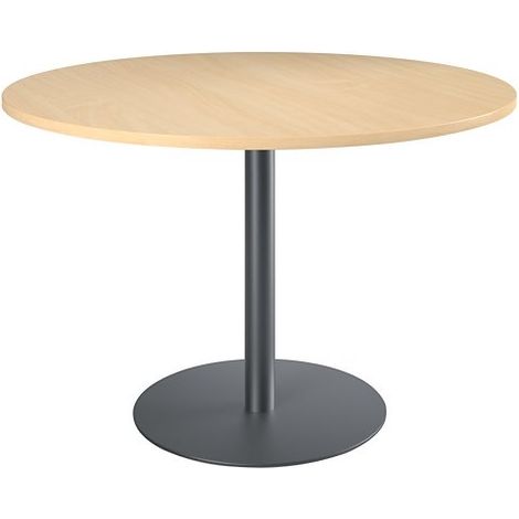 Table ronde 120 cm plateau hêtre piètement colonne anthracite Essens - Maxiburo