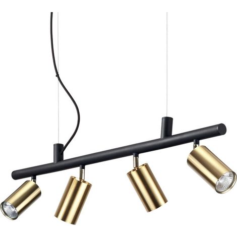 Ideal Lux DYNAMITE - Indoor 4 Lichter Spotlight Deckenpendelleuchte Messing Satin, GU10