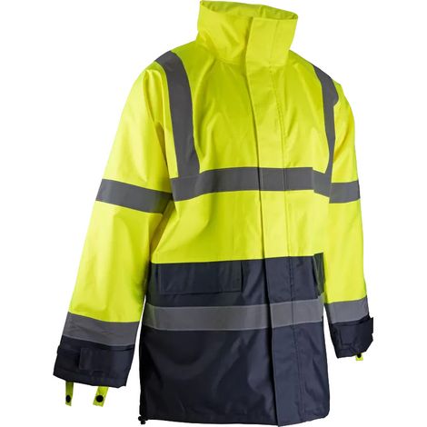 Wasserdichte High Visibility-Jacke - LMA - 2199-Neongelb / Marine-4XL