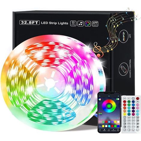LED 15M Bande LED RGB Multicolore App Contrôle, Led Ruban avec Télécommande à 44 Touches, Synchroniser avec Rythme de Musique/Fonction de Minuterie, pour Décoration, Mariage, Chambre, Fête (1/5)