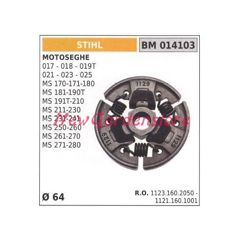 Embrague completo STIHL para motor de motosierra 017 018 019T 021 023 025 MS170 014103