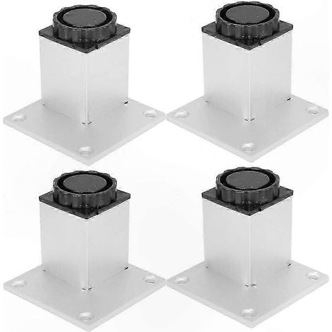 Ensemble de pieds de meubles réglables (4 pièces) - Pieds de meuble carrés en alliage d'aluminium, 60 mm de hauteur, adaptés aux canapés et à la quincaillerie de maison. (1/5)