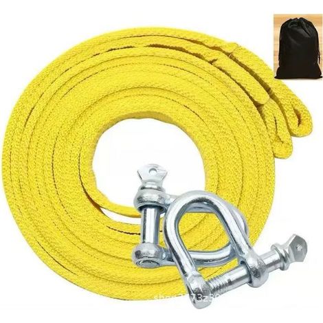 4 mètres Câble de remorquage,Fournitures d'urgence pour Voiture,Corde de Traction Jaune,5 tonnes,Sangle de remorquage de,Corde de remorquage épaissie et élargie Livré avec un sac de rangement (1/4)