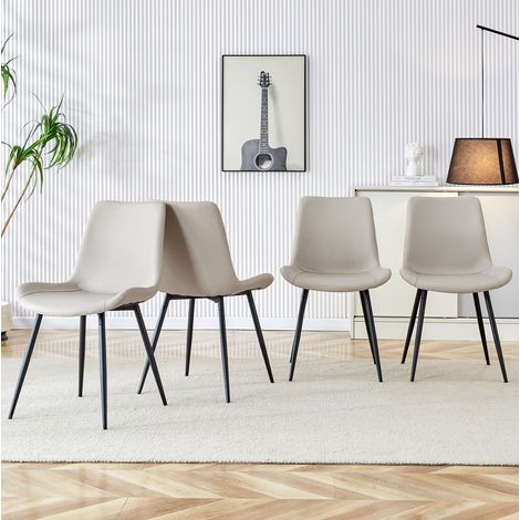 Chaise de salle à manger en PU gris chaud et noir, ergonomique, patins antidérapants, charge 120 kg,50×47×83cm (1/5)