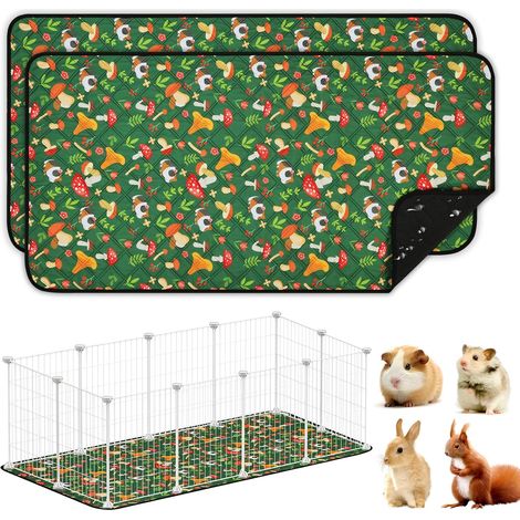 2 x Guinea Pig Cage Mat, 70 x 140 cm, Absorbent/Washable/Reusable/Leak-Proof with Non-Slip Bottom for Rabbits, Cats, Hamsters and Small Dogs (1/5)