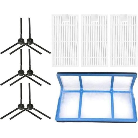 10-piece replacement part set for ILIFE ZACO V3, V3s, V5 and V5s robotic vacuum cleaners – 6 side brushes, 1 main filter, 3 filters--DTEKGAZ