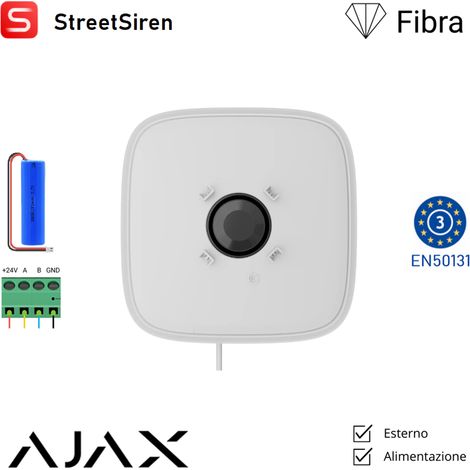 143638 - Superior - Superior StreetSiren DoubleDeck Fibra - Sirena con cornice LED e pannello frontale sostituibile - colore white - Ajax sicurezza professionale