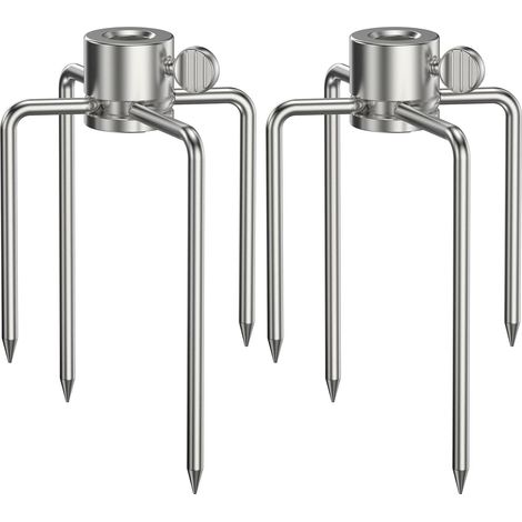 2 Fourchettes À Viande Acier Inoxydable 4 Branches Vis Ailettes Broches Carrées 8mm Barbecue Rôtissage