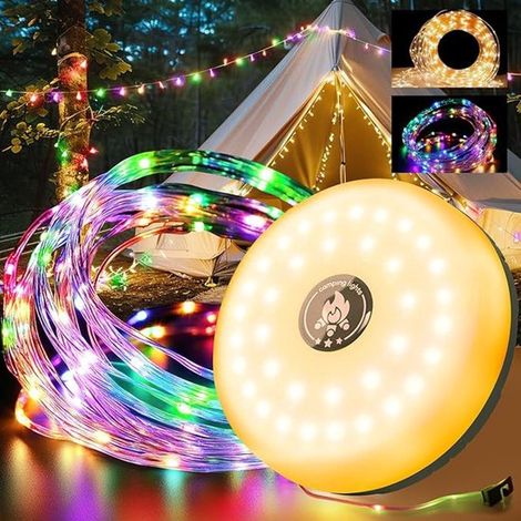 Campinglampe Zeltlampe aufrollbare Lichterkette multifunktionale Außenbeleuchtung faltbare Lichterkette für Camping 10 Meter warmes Licht Licht